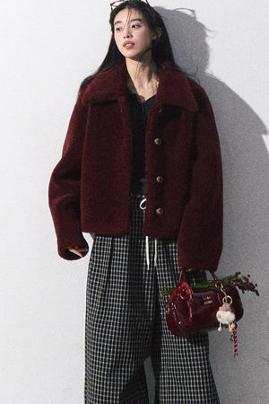 Drawstring Plaid Wide-Leg Pants