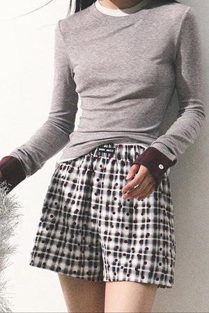 Drawstring Plaid Wide-Leg Pants
