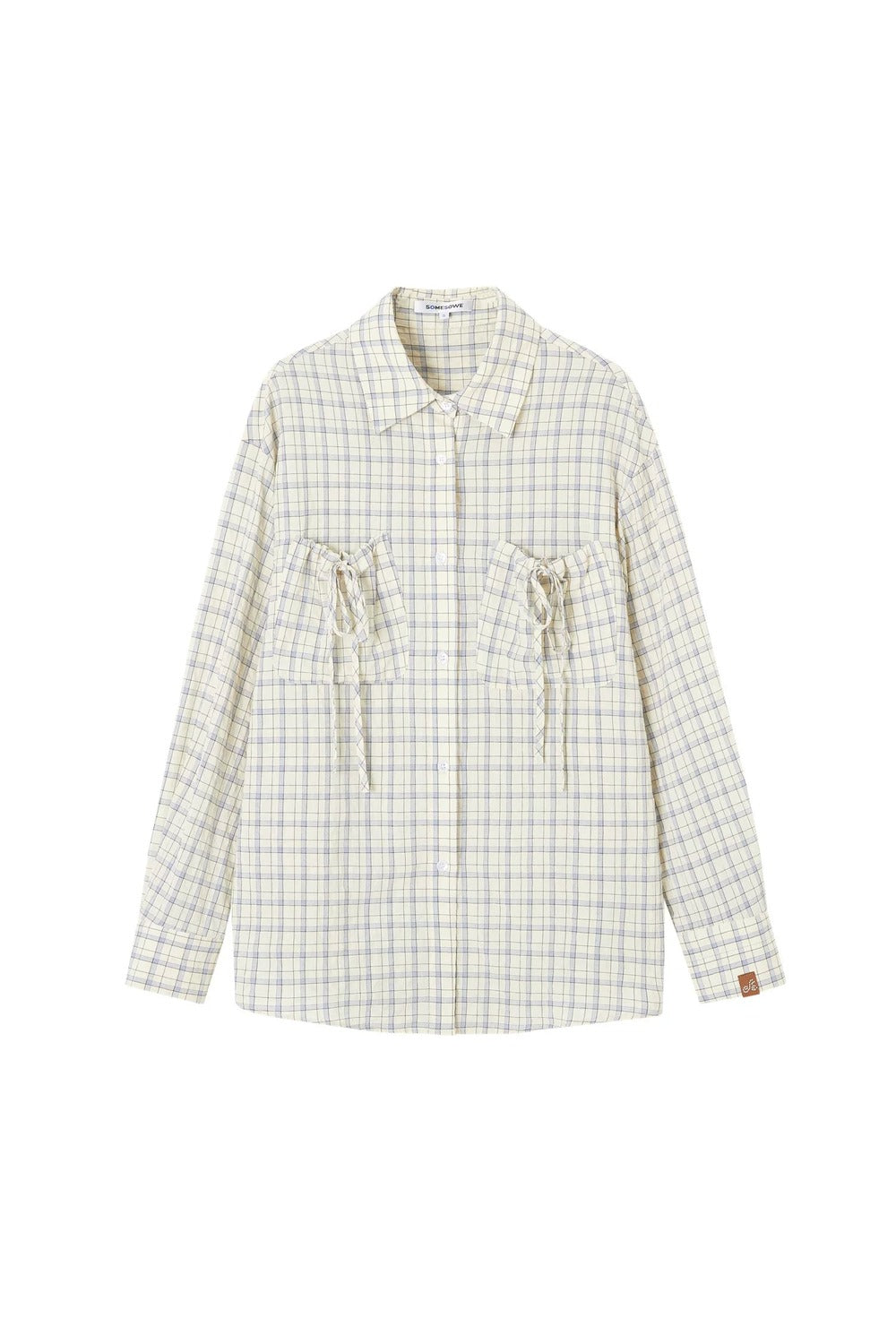 Drawstring Pocket Plaid Shirt