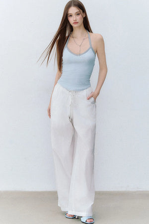 Drawstring Straight-Leg Pants