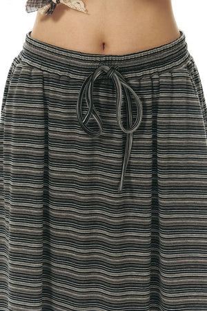 Drawstring Waist Striped Skirt