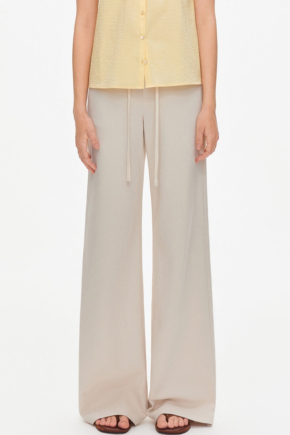 Drawstring Wide-Leg Trousers