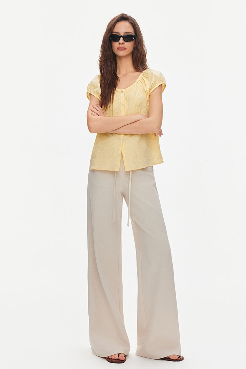 Drawstring Wide-Leg Trousers