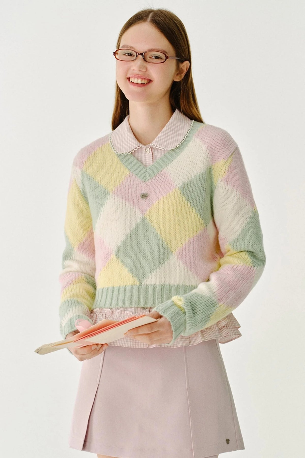 Dropped Shoulder Knit V-Neck Sweater Top