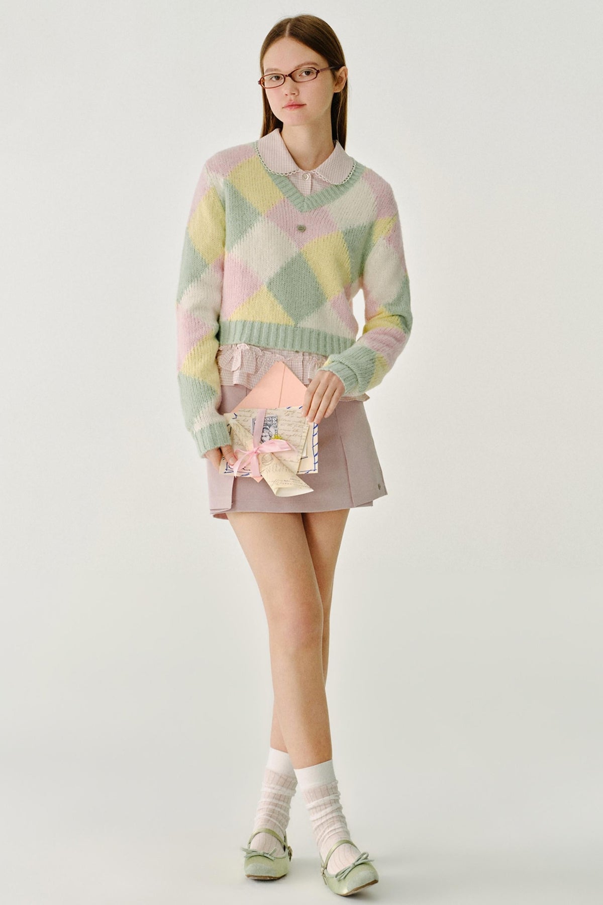 Dropped Shoulder Knit V-Neck Sweater Top