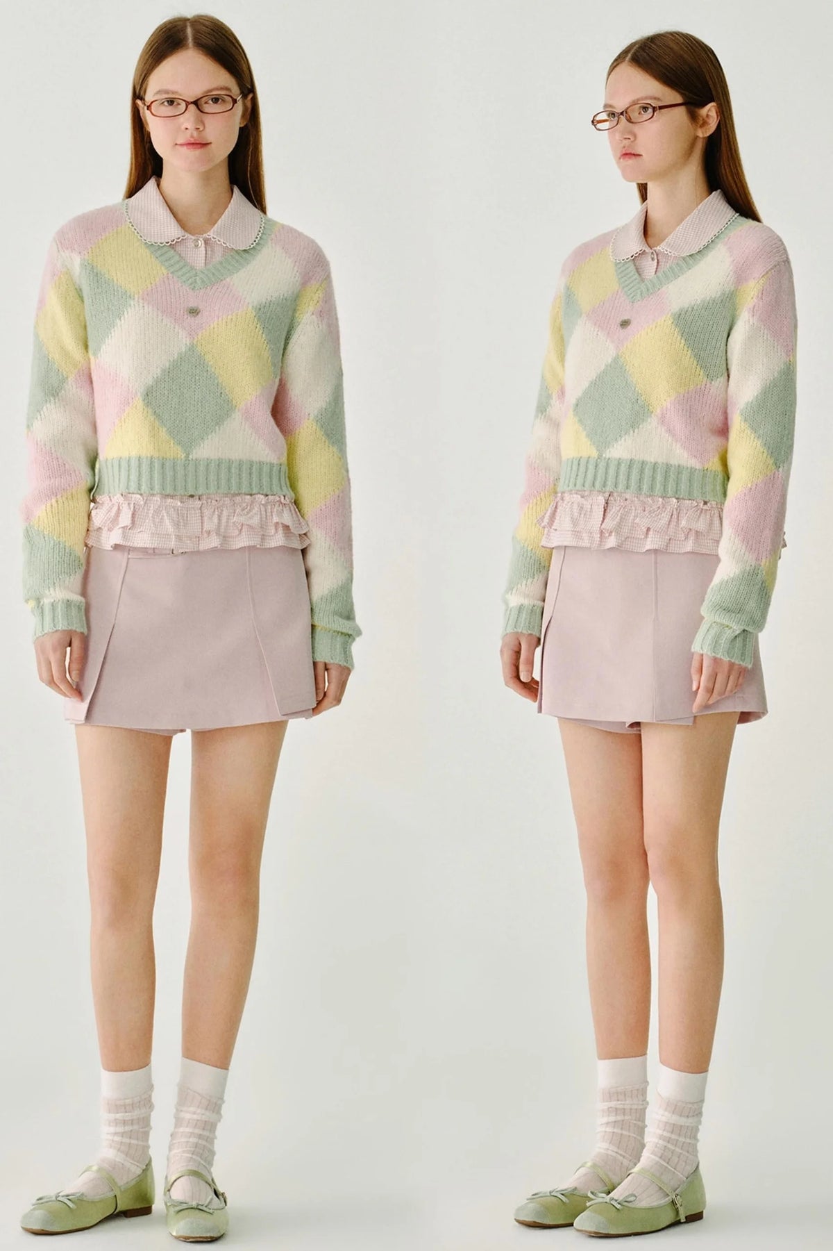 Dropped Shoulder Knit V-Neck Sweater Top