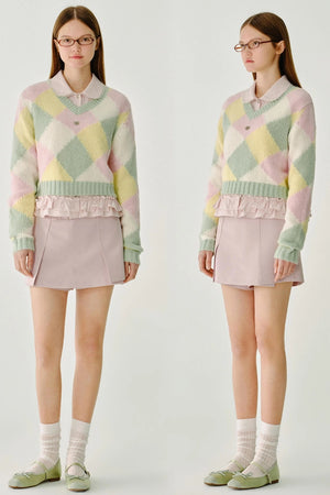 Dropped Shoulder Knit V-Neck Sweater Top