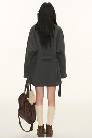Dual-Purpose Plaid Patchwork Trench Coat