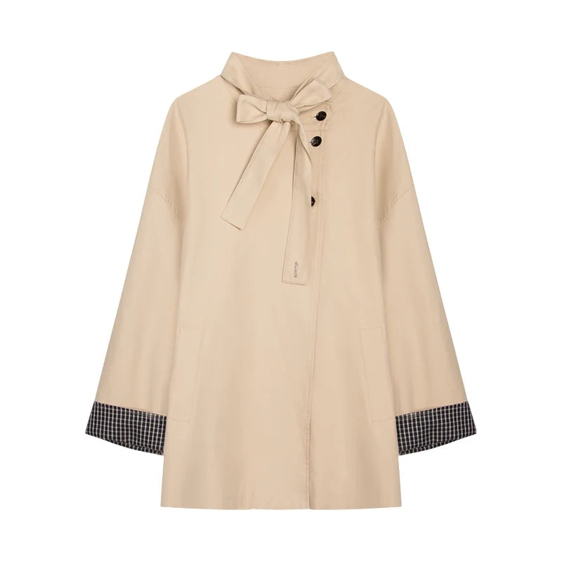 Dual-Purpose Plaid Patchwork Trench Coat