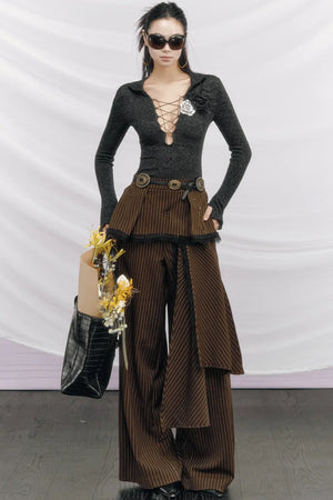 Echo Striped Lace Pants