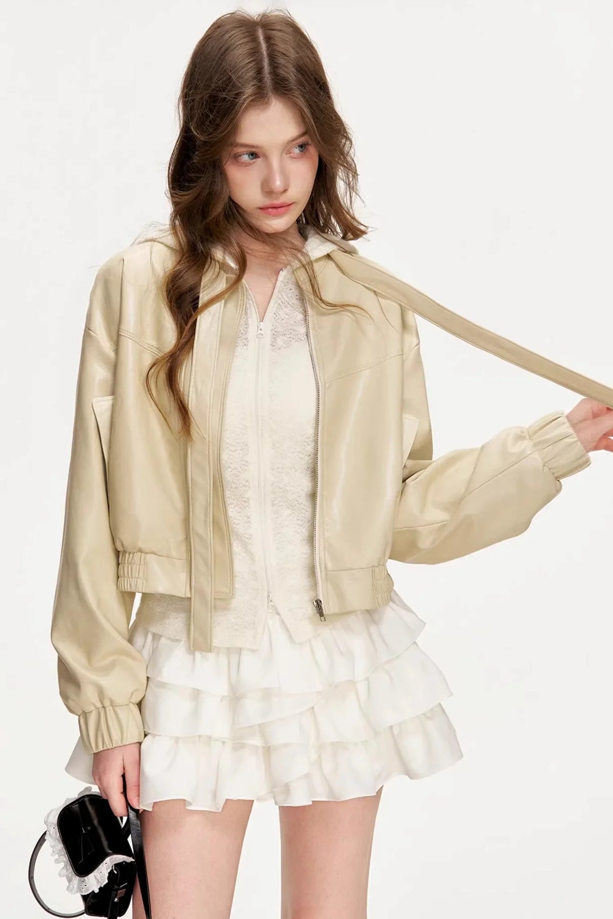 Eco-Friendly Bowknot Leather Jacket
