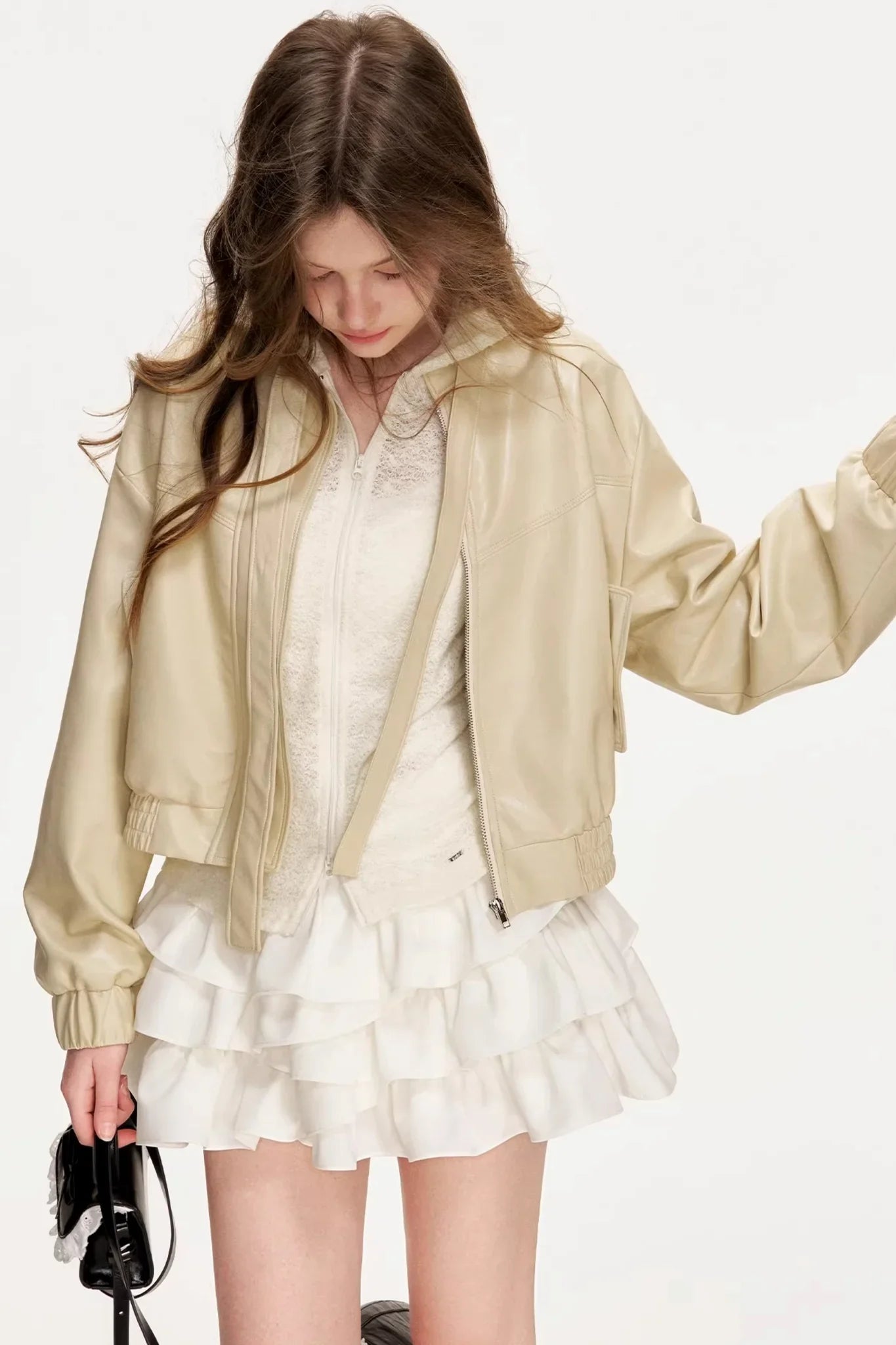 Eco-Friendly Bowknot Leather Jacket
