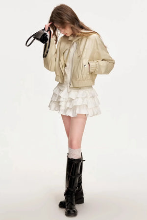 Eco-Friendly Bowknot Leather Jacket