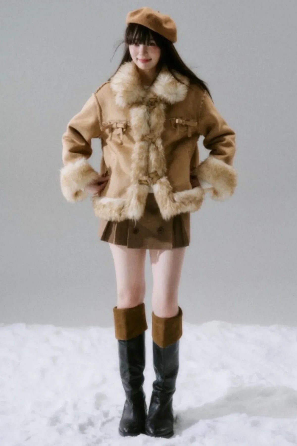 Eco-Friendly Fur Bow Coat