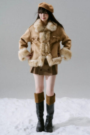 Eco-Friendly Fur Bow Coat