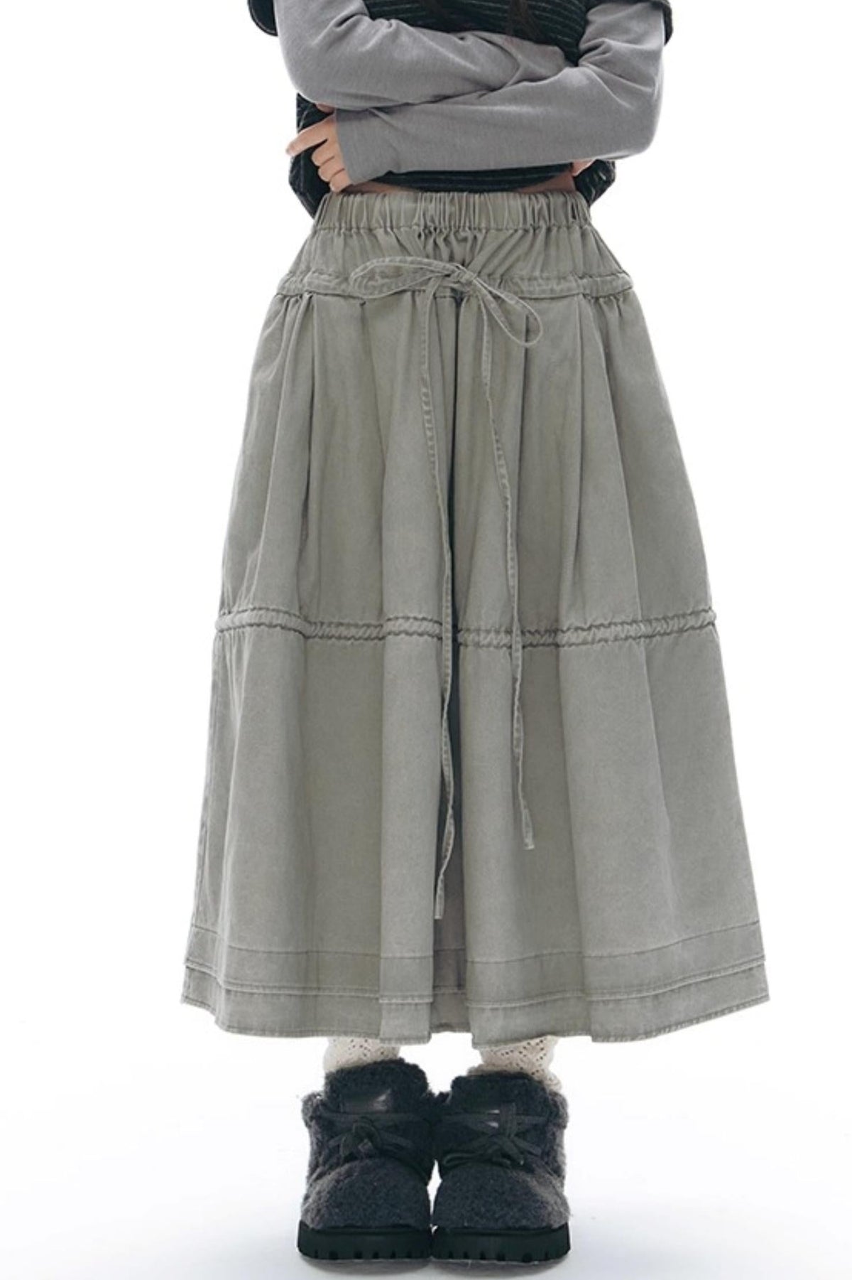 Elastic Cotton Dimensional Skirt