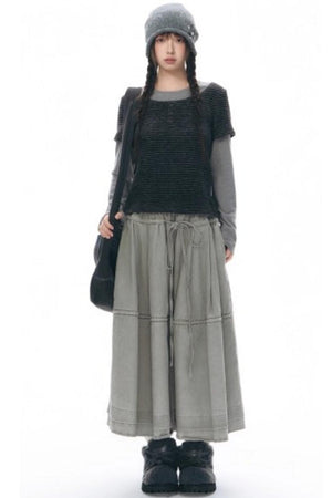 Elastic Cotton Dimensional Skirt