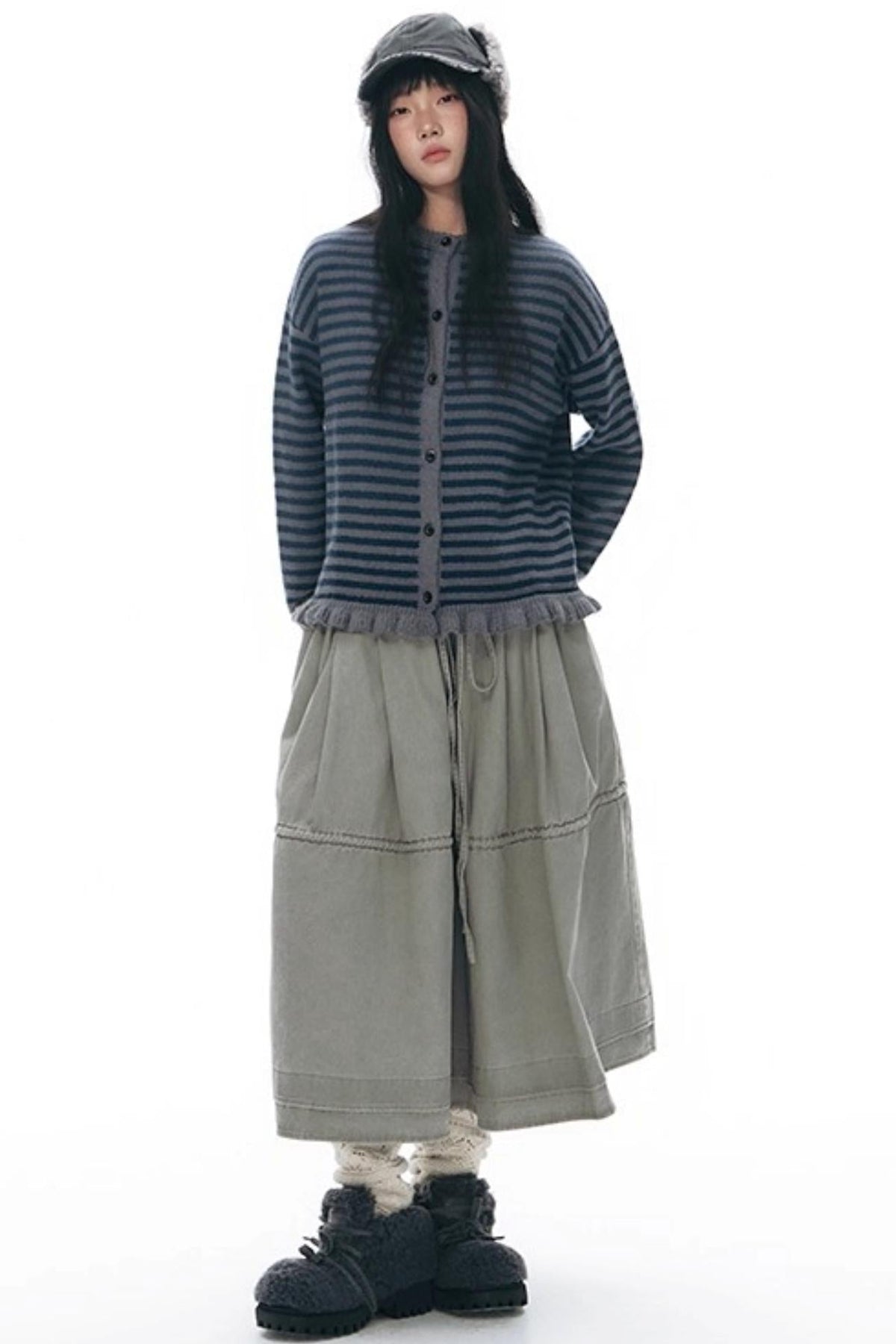 Elastic Cotton Dimensional Skirt