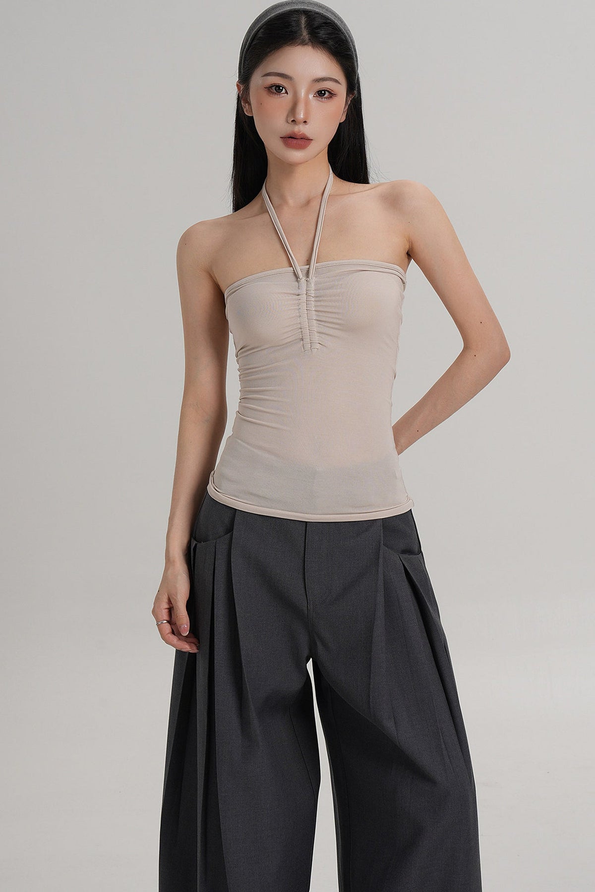 Elastic Halter Tube Top