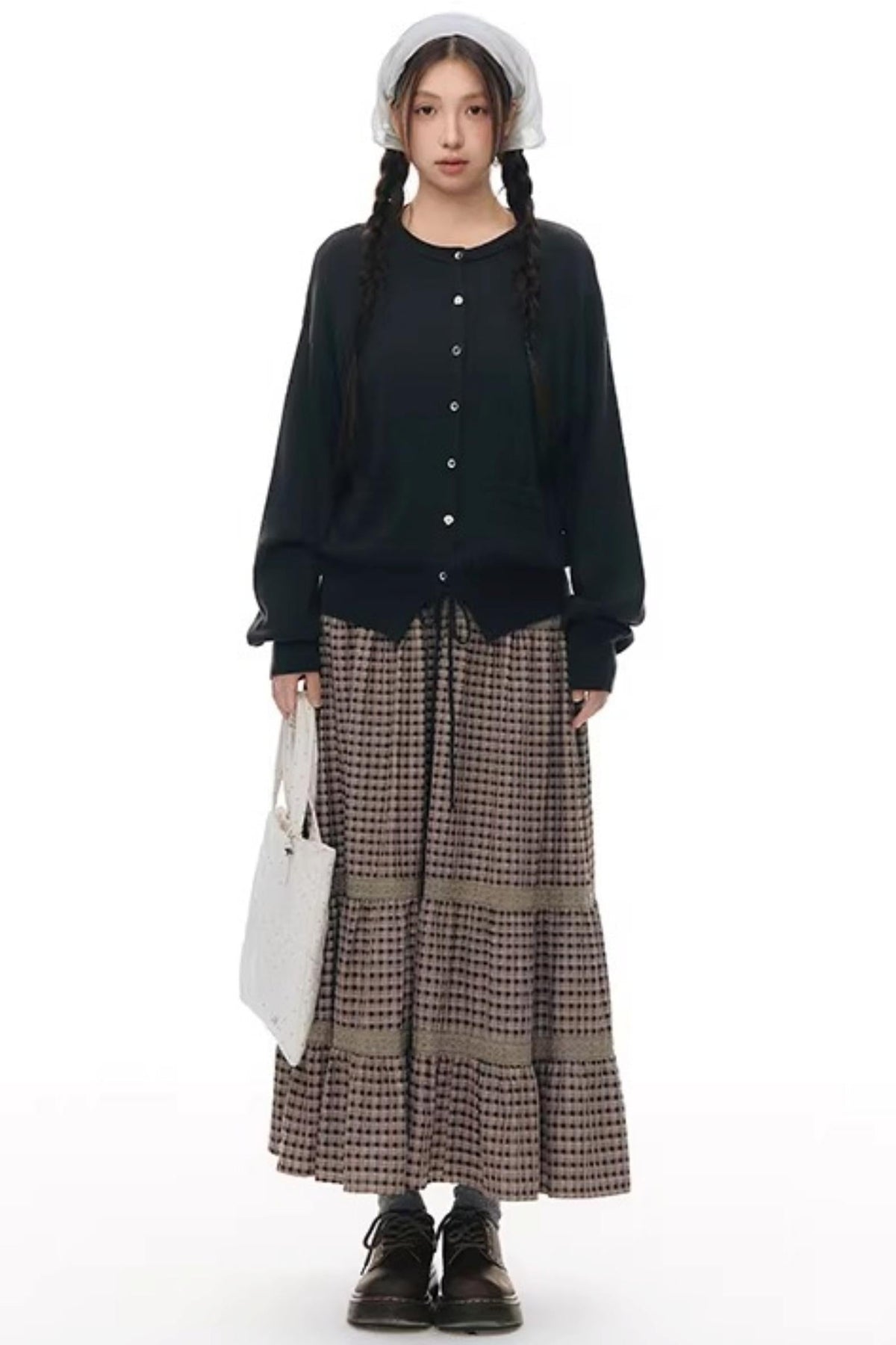 Elastic Knit Button Cardigan