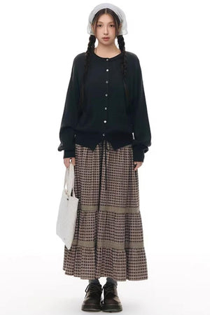 Elastic Knit Button Cardigan