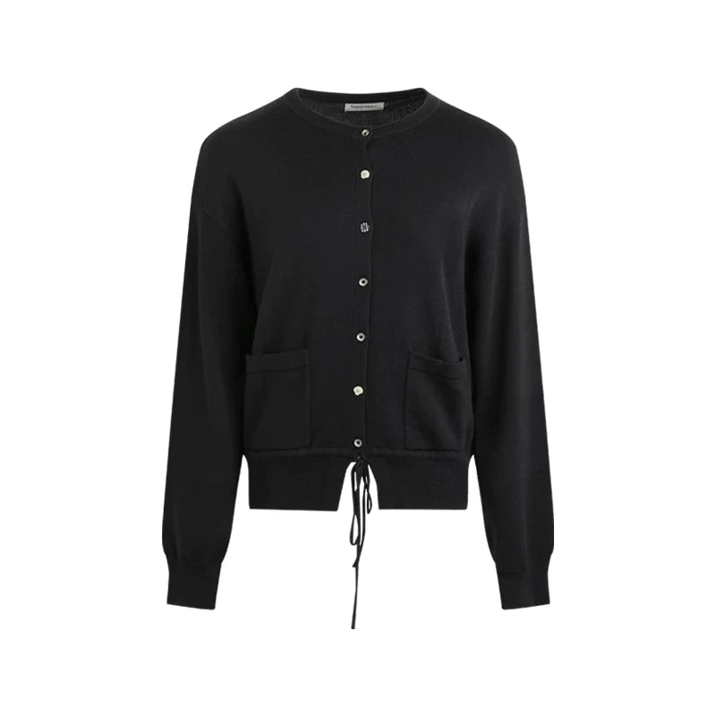 Elastic Knit Button Cardigan