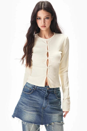 Elastic Ribbed Knit Top