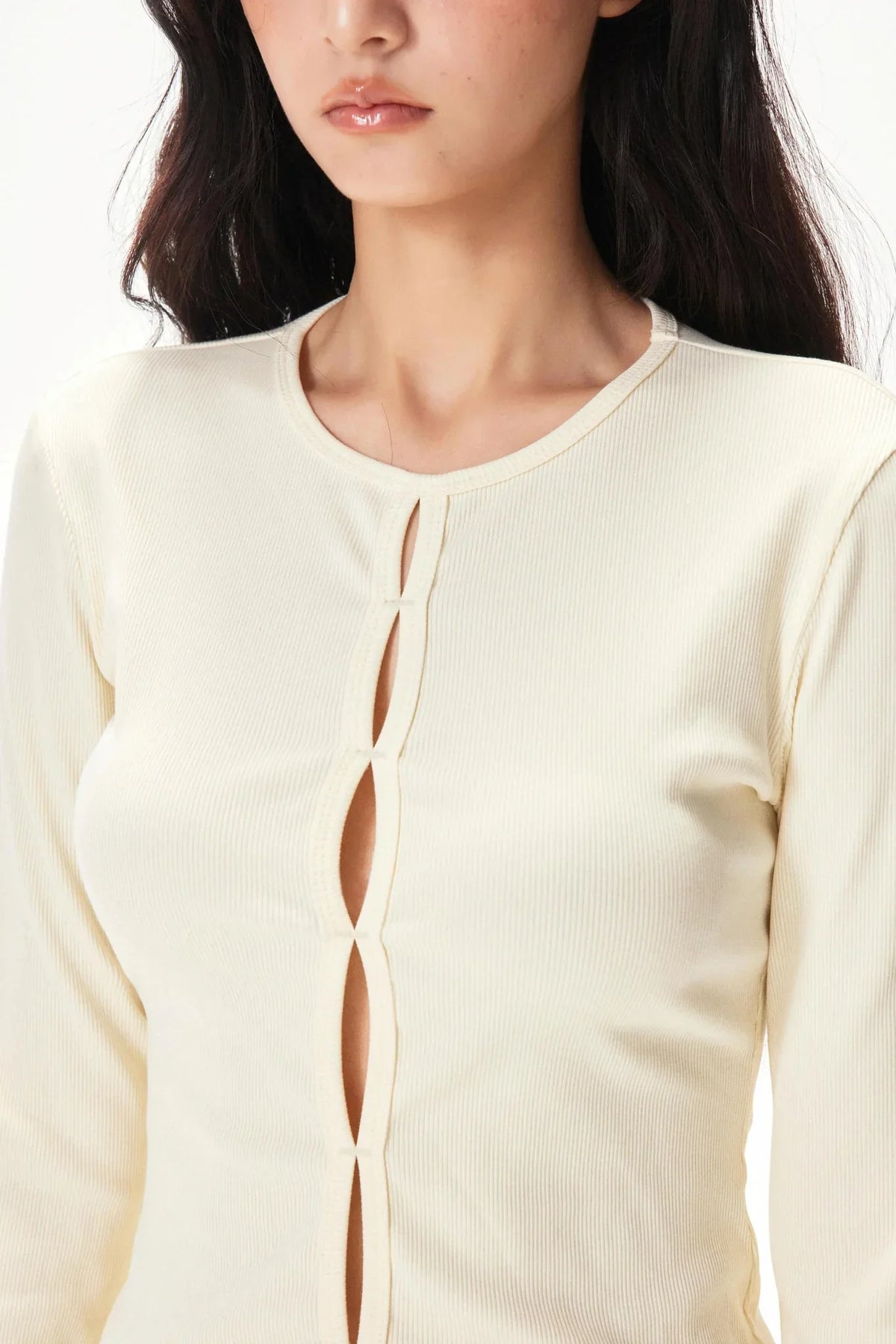 Elastic Ribbed Knit Top