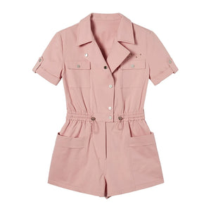 Elastic Waist Cargo Style Jumpsuit