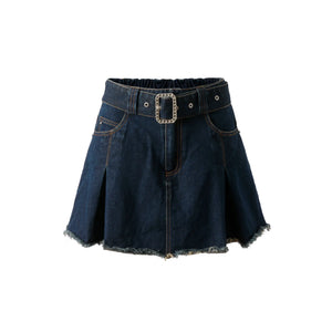 Elastic Waist Denim Skirt