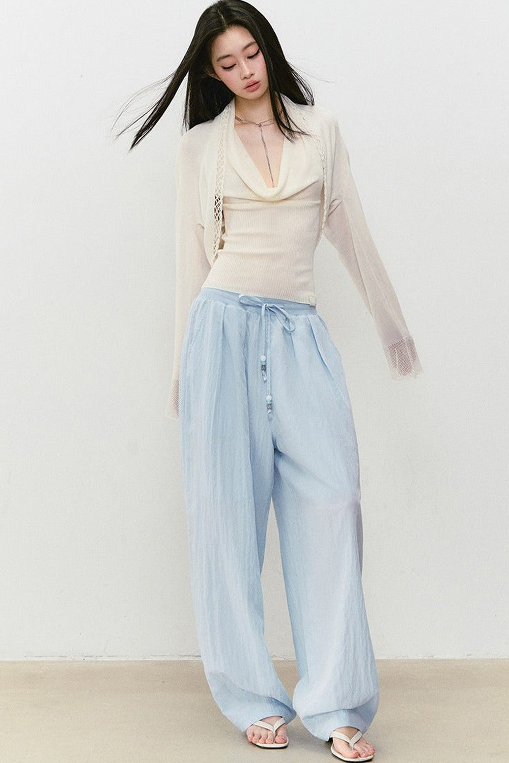 Elastic Waistband Drapey Pants