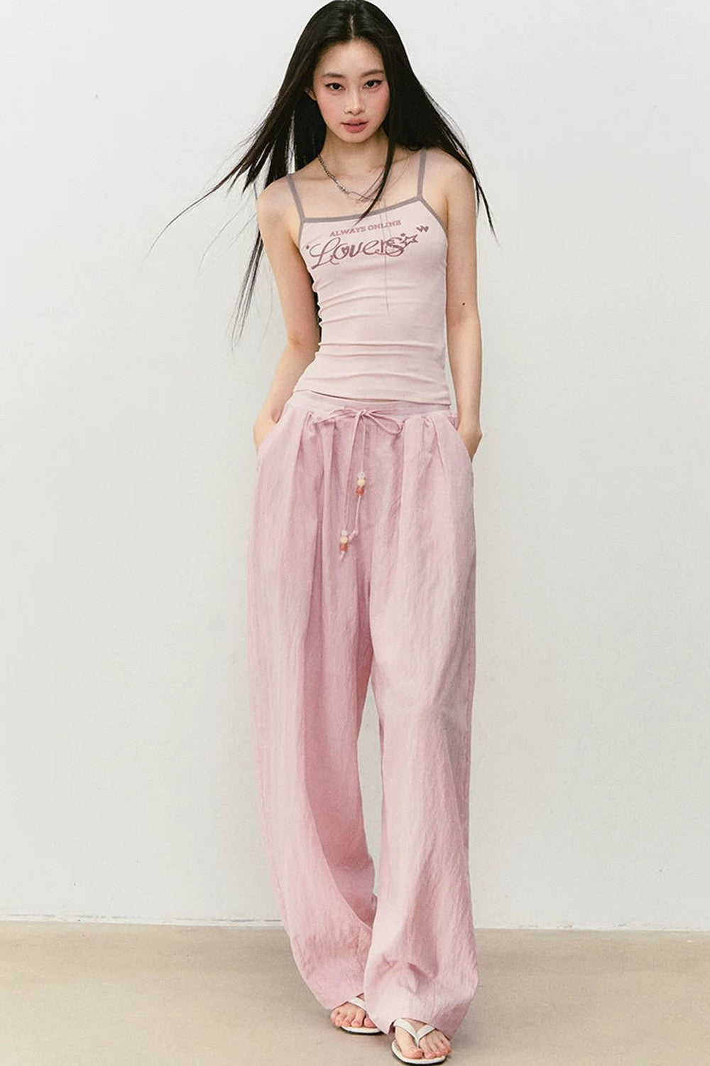 Elastic Waistband Drapey Pants