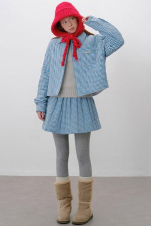 Elasticated Plaid Quilted A-Line Skirt