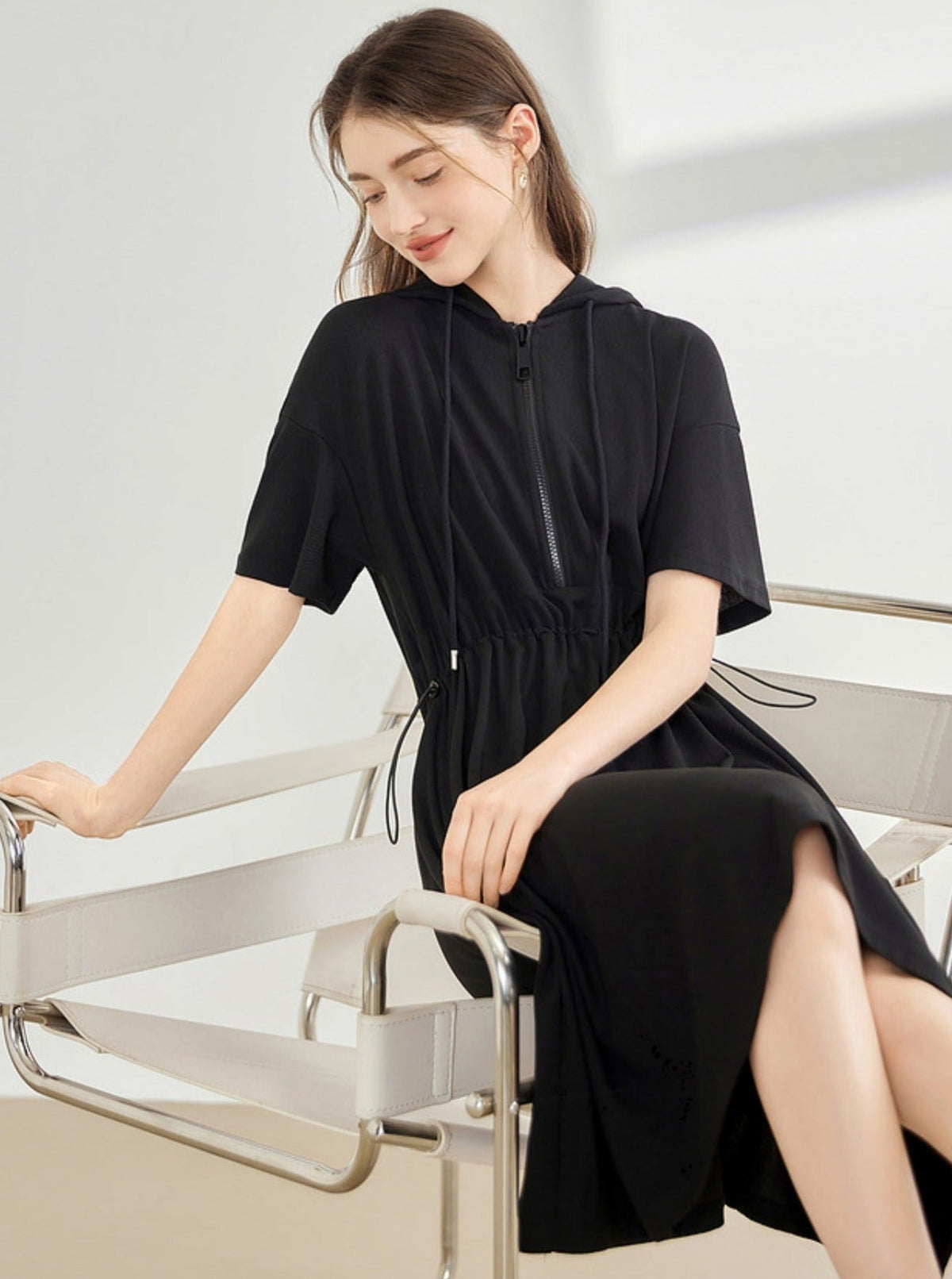 Elasticated Waist Hooded Dress