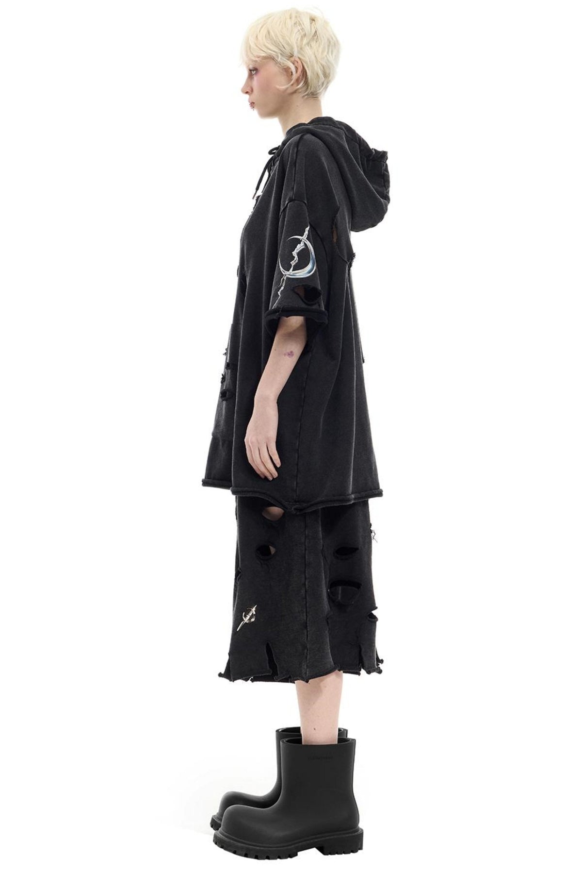 Electric Distressed Moon Shorts