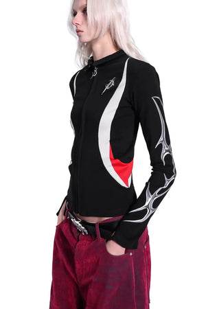 Electric Moon Racing Zipper Elastic Tops