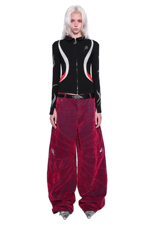 Electric Moon Racing Zipper Elastic Tops