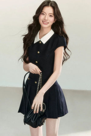Elegant Black Pleated Dress