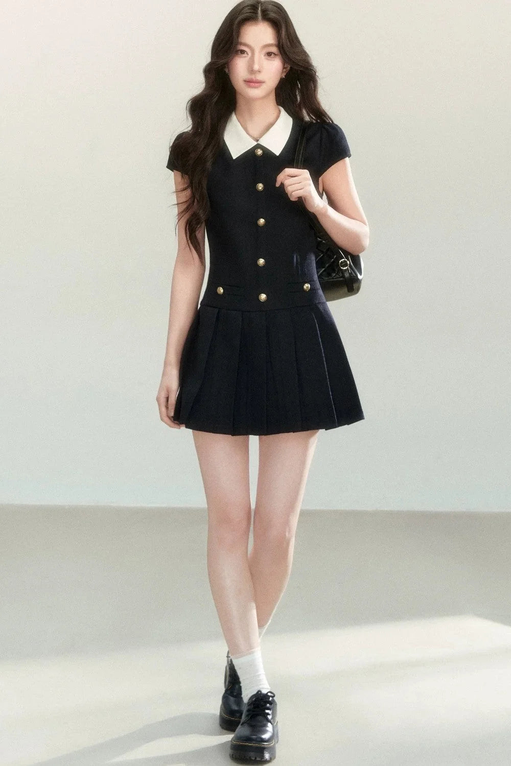 Elegant Black Pleated Dress