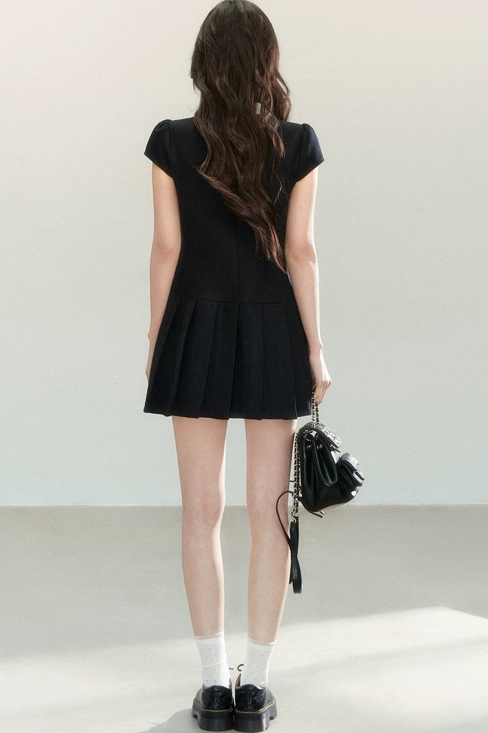 Elegant Black Pleated Dress