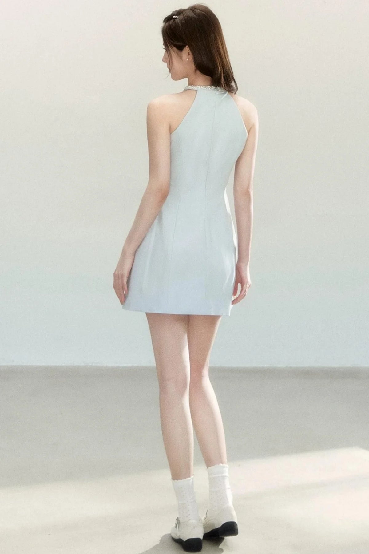 Elegant Blue Halter Dress