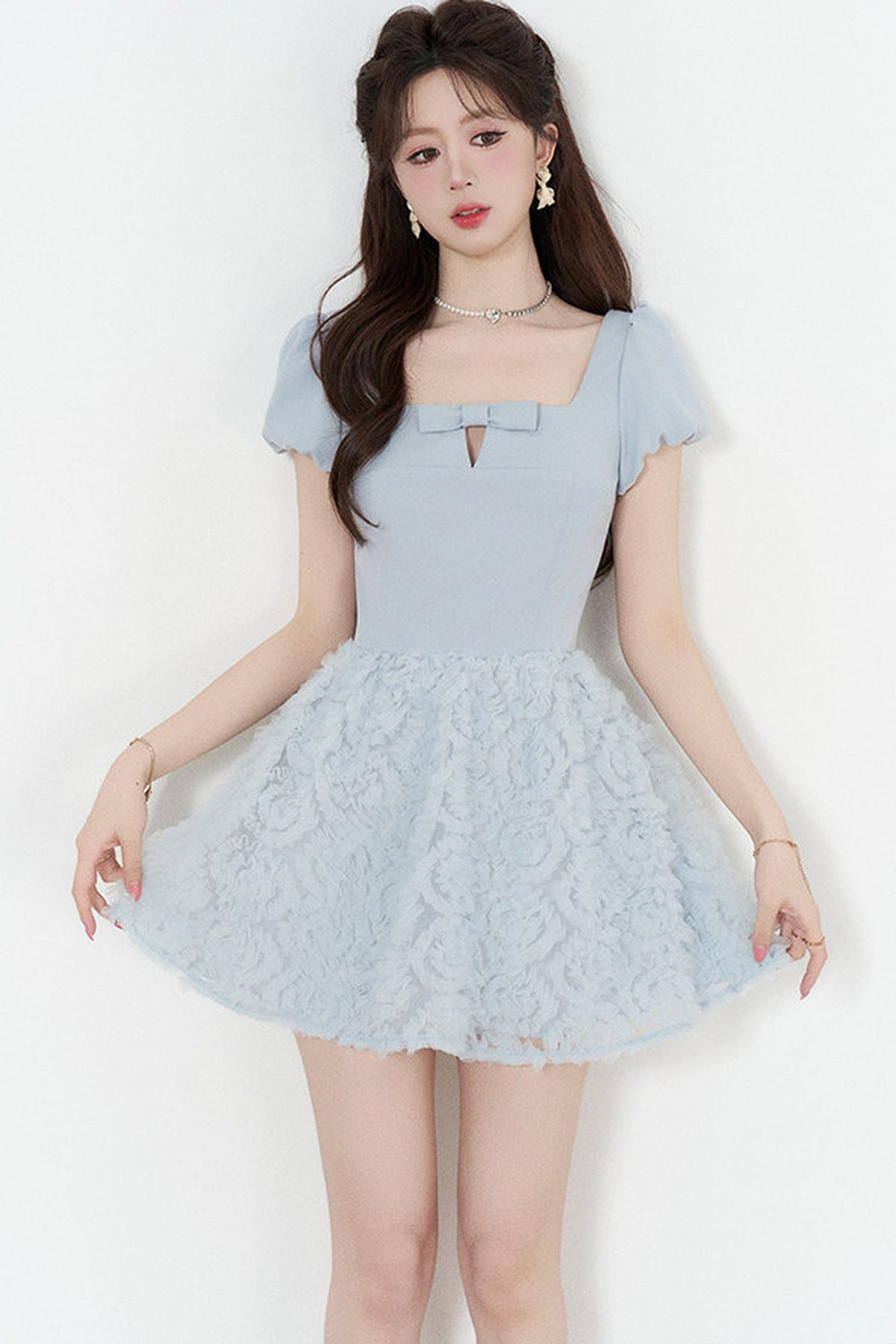 Elegant Blue Mesh Dress