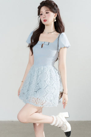 Elegant Blue Mesh Dress