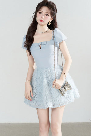Elegant Blue Mesh Dress