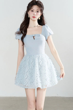 Elegant Blue Mesh Dress