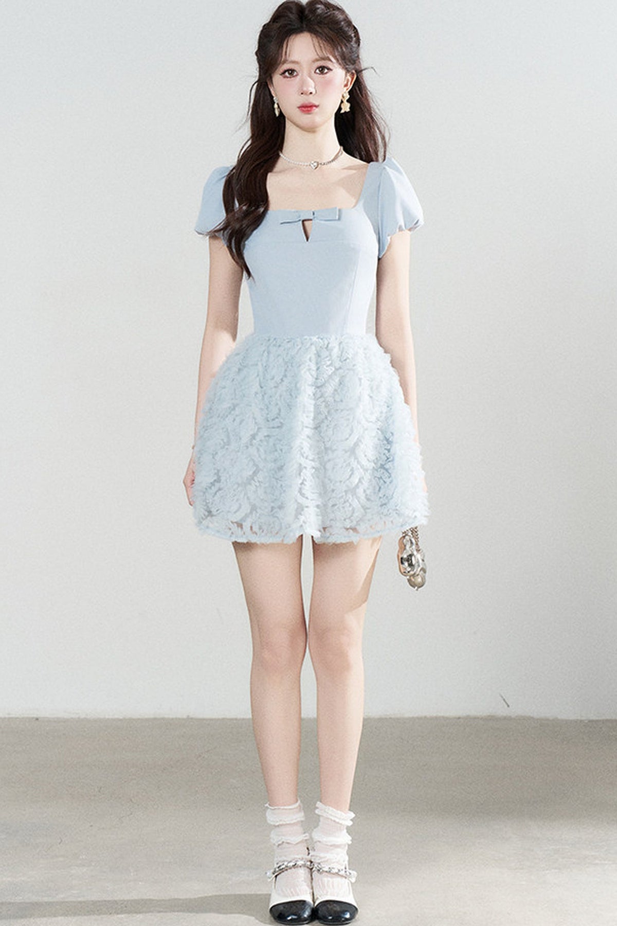 Elegant Blue Mesh Dress