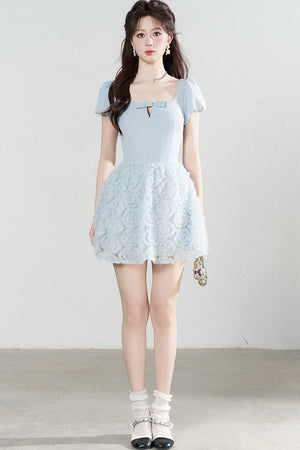 Elegant Blue Mesh Dress