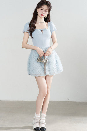 Elegant Blue Mesh Dress