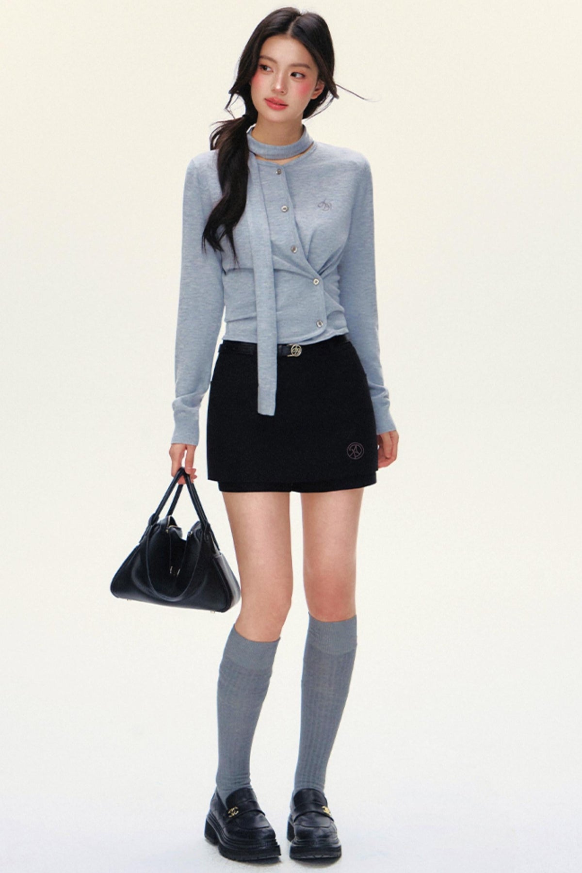 Elegant Bow-Tie Fitted Cardigan