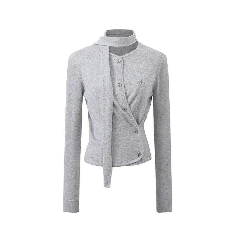 Elegant Bow-Tie Fitted Cardigan